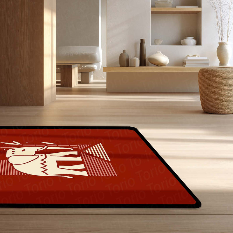 Modern Elephant Illustration Area Rug | Abstract Wildlife Floor Mat | Artistic Decorative Rug for Living Room, Kids Room & Nursery Decor