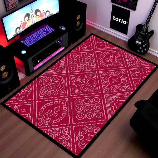 Traditional Decorative Motif Area Rug | Ornate Ethnic Pattern Floor Mat | Cultural Artistic Rug for Living Room, Traditional Home & Study Decor