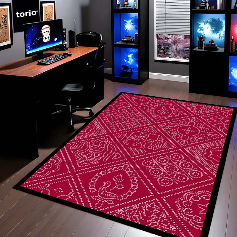 Traditional Decorative Motif Area Rug | Ornate Ethnic Pattern Floor Mat | Cultural Artistic Rug for Living Room, Traditional Home & Study Decor