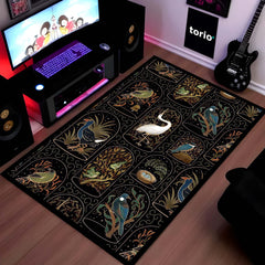 Botanical Nature Illustration Area Rug | Whimsical Floral & Leaf Pattern Floor Mat | Artistic Decorative Rug for Living Room, Nursery & Bedroom Decor