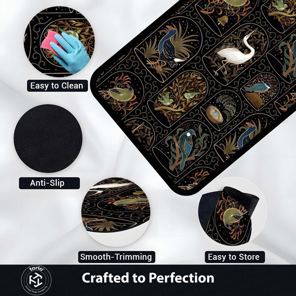 Botanical Nature Illustration Area Rug | Whimsical Floral & Leaf Pattern Floor Mat | Artistic Decorative Rug for Living Room, Nursery & Bedroom Decor