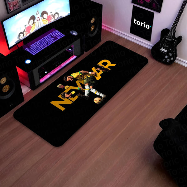 Neymar Jr Football Bedside Runner Flat Rug | Brazilian Soccer Star Bedroom Runner for Sports Fan Room Decor