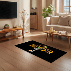 Neymar Jr Football Bedside Runner Flat Rug | Brazilian Soccer Star Bedroom Runner for Sports Fan Room Decor