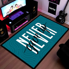 Never Give Up Floor Mat (3 mm Thick) | Minimal Motivational Quote Rug for Bedroom, Office & Workout Spaces