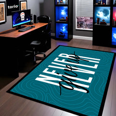 Never Give Up Floor Mat (3 mm Thick) | Minimal Motivational Quote Rug for Bedroom, Office & Workout Spaces