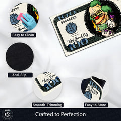 Joker Money Note Flat Rug | Villain Dollar Bill Inspired Bedroom Rug for Gaming Room & DC Comic Decor