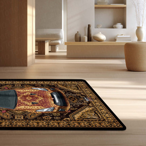 Nissan GT-R Persian Heritage Area Rug | Luxury Sports Car Floor Mat | Vintage Oriental Carpet Style Rug for Bedroom, Gaming Room & Car Enthusiast Decor