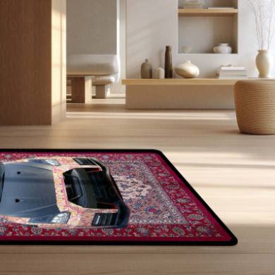 Nissan GT-R R35 Front View Floor Mat | Persian Carpet Style JDM Supercar Rug | Anti-Slip 3mm Absorbent Performance Car Design Mat for Home, Office & Studio