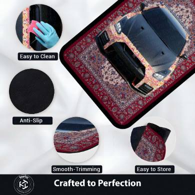 Nissan GT-R R35 Front View Floor Mat | Persian Carpet Style JDM Supercar Rug | Anti-Slip 3mm Absorbent Performance Car Design Mat for Home, Office & Studio