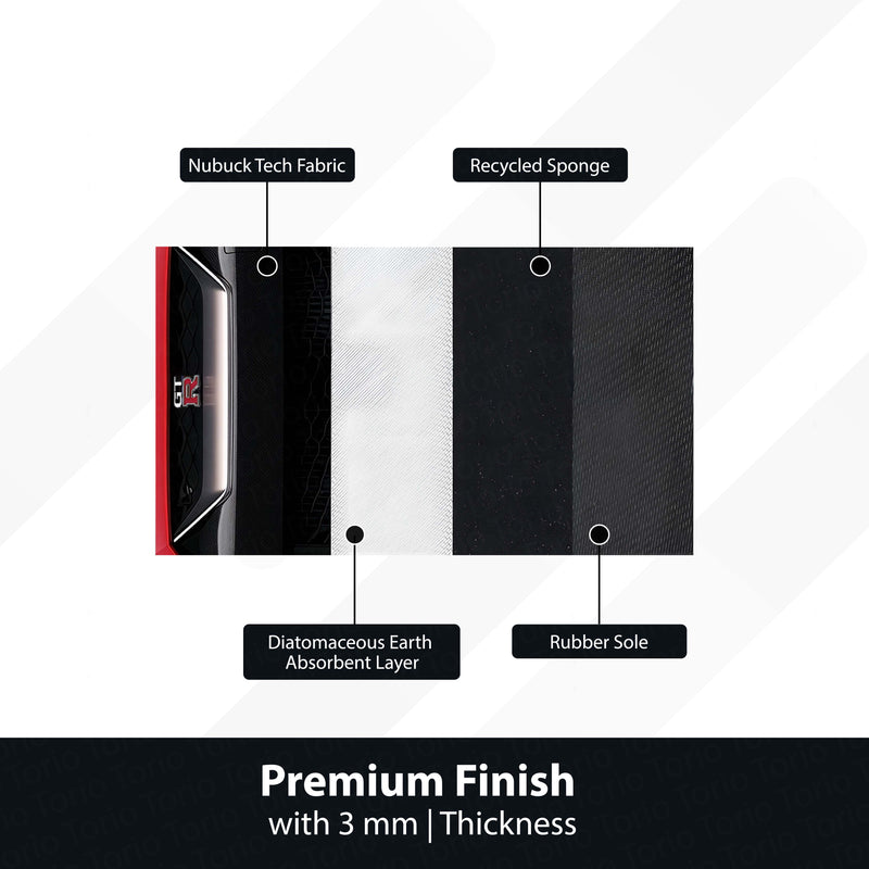 Nissan GT-R R35 Floor Mat | Anti-Slip 3mm Absorbent Supercar Design Rug | Easy Clean Waterproof Car-Style Floor Mat for Home, Office & Garage