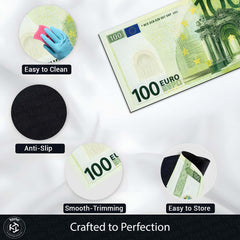 €100 Euro Banknote Money Flat Rug | Luxury Currency Bedroom Bedside Runner for Modern Home Decor