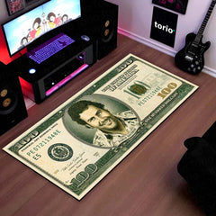 Pablo Escobar $100 Dollar Money Flat Rug | Luxury Currency Bedroom Bedside Runner for Modern Home Decor