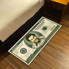 Pablo Escobar $100 Dollar Money Flat Rug | Luxury Currency Bedroom Bedside Runner for Modern Home Decor