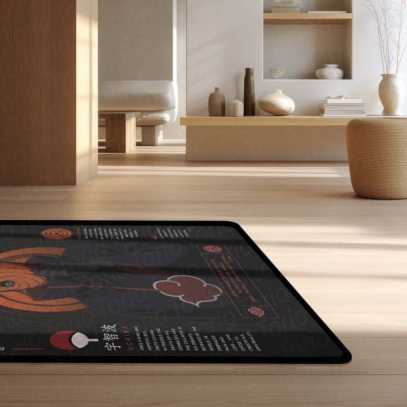 Naruto Obito (Tobi) Anime Character Flat Rug | Masked Man Akatsuki Tobi Art Flat Rug | Premium Anime Gaming Room Floor Decor