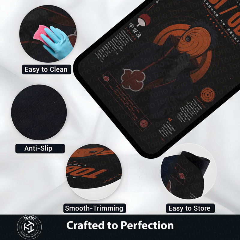 Naruto Obito (Tobi) Anime Character Flat Rug | Masked Man Akatsuki Tobi Art Flat Rug | Premium Anime Gaming Room Floor Decor