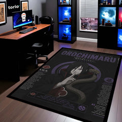 Naruto Orochimaru Anime Character Flat Rug | Legendary Sannin Snake Master Art Flat Rug | Premium Anime Gaming Room Floor Decor