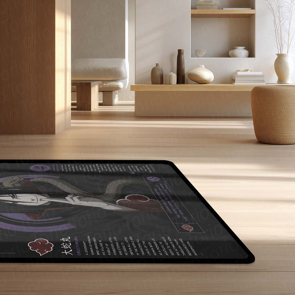 Naruto Orochimaru Anime Character Flat Rug | Legendary Sannin Snake Master Art Flat Rug | Premium Anime Gaming Room Floor Decor