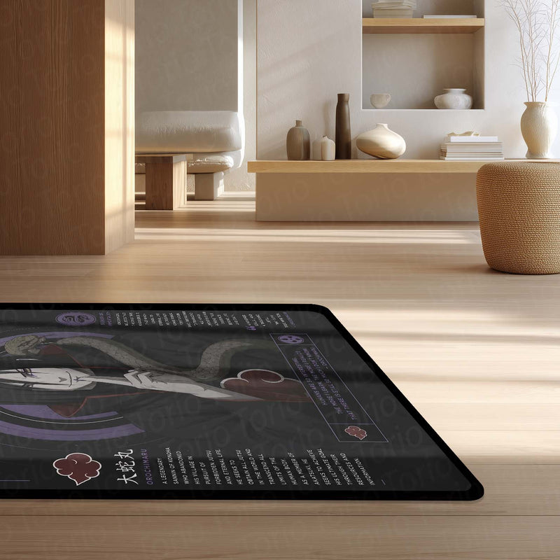 Naruto Orochimaru Anime Character Flat Rug | Legendary Sannin Snake Master Art Flat Rug | Premium Anime Gaming Room Floor Decor
