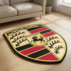Porsche Logo Inspired Floor Mat (3 mm Thick) | Premium Automotive Badge Style Mat for Car Enthusiasts, Studios & Modern Interiors