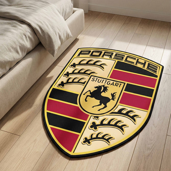 Porsche Logo Inspired Floor Mat (3 mm Thick) | Premium Automotive Badge Style Mat for Car Enthusiasts, Studios & Modern Interiors