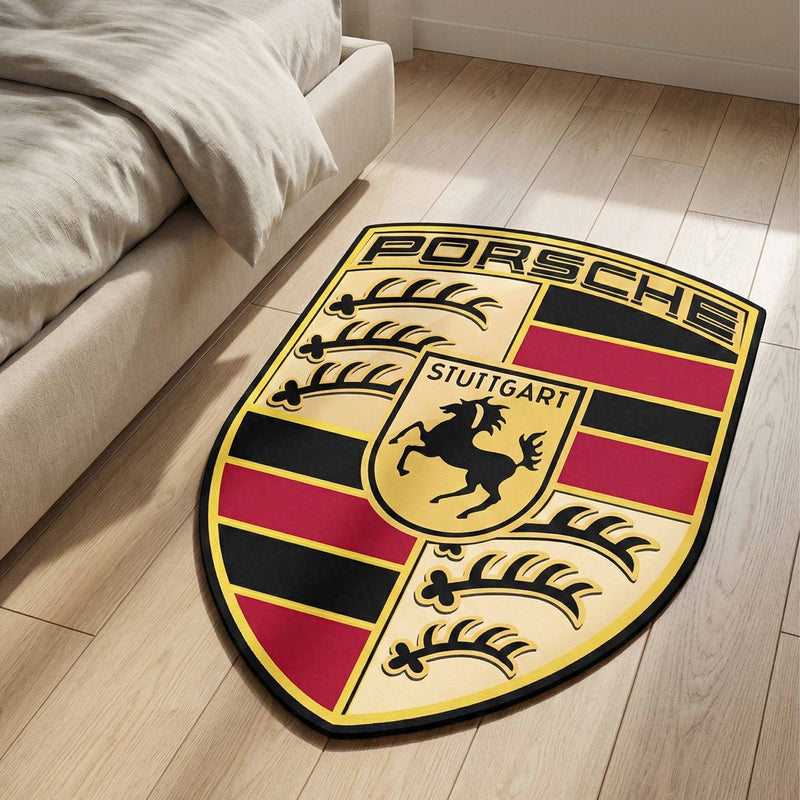 Porsche Logo Inspired Floor Mat (3 mm Thick) | Premium Automotive Badge Style Mat for Car Enthusiasts, Studios & Modern Interiors