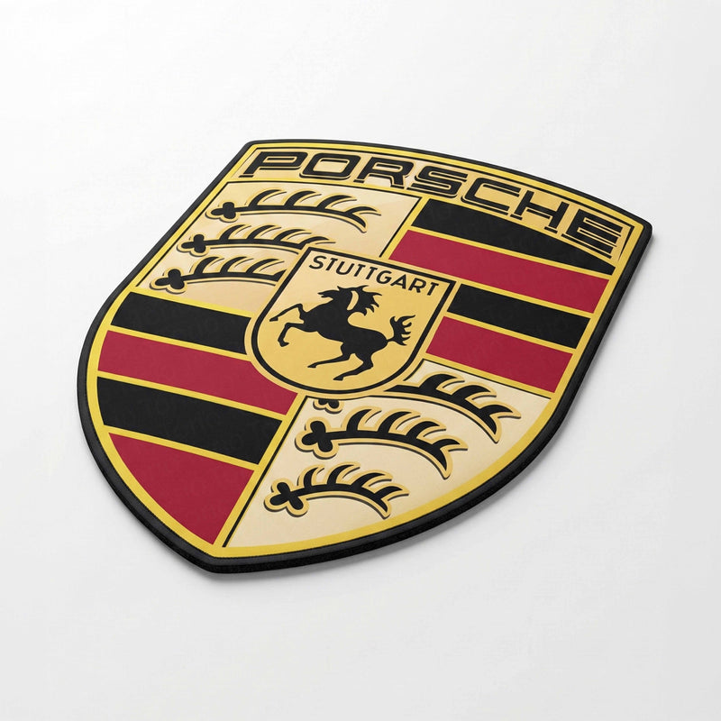 Porsche Logo Inspired Floor Mat (3 mm Thick) | Premium Automotive Badge Style Mat for Car Enthusiasts, Studios & Modern Interiors