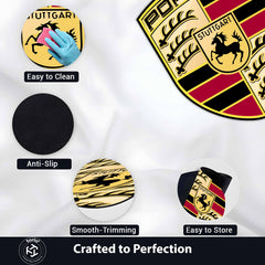 Porsche Logo Inspired Floor Mat (3 mm Thick) | Premium Automotive Badge Style Mat for Car Enthusiasts, Studios & Modern Interiors