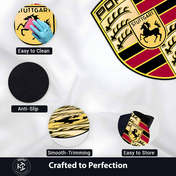 Porsche Logo Inspired Floor Mat (3 mm Thick) | Premium Automotive Badge Style Mat for Car Enthusiasts, Studios & Modern Interiors