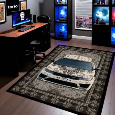 Range Rover Sport Front View Floor Mat | Luxury Damask Persian Carpet Style SUV Rug | Anti-Slip 3mm Absorbent Premium Car Design Mat