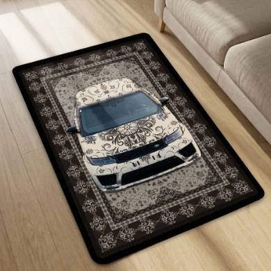 Range Rover Sport Front View Floor Mat | Luxury Damask Persian Carpet Style SUV Rug | Anti-Slip 3mm Absorbent Premium Car Design Mat