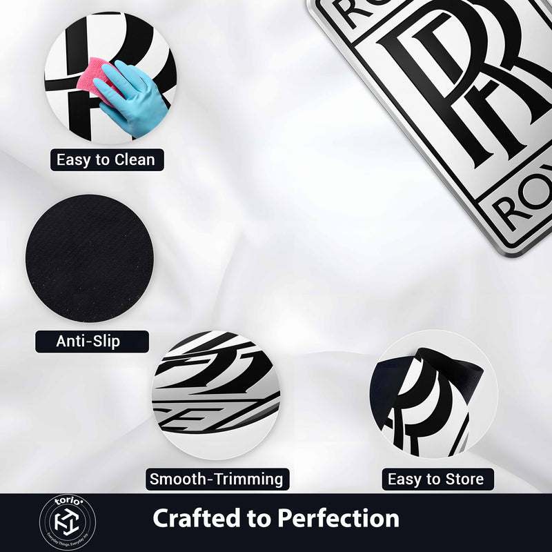 Rolls-Royce Luxury Logo Floor Mat (3 mm Thick) | Premium Rolls-Royce Cut-Out Rug for Bedroom, Office, Garage & Supercar Decor