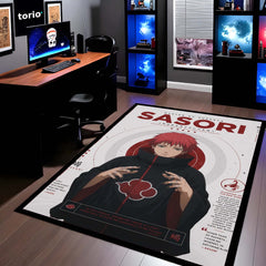 Naruto Sasori Anime Character Flat Rug | Akatsuki Puppet Master Sasori Art Flat Rug | Premium Anime Gaming Room Floor Decor