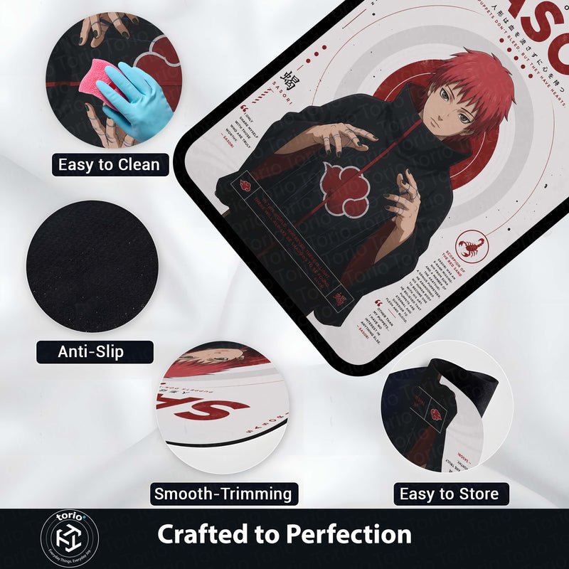 Naruto Sasori Anime Character Flat Rug | Akatsuki Puppet Master Sasori Art Flat Rug | Premium Anime Gaming Room Floor Decor