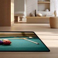 Snooker Table Inspired Floor Mat (3 mm Thick) | Billiards Ball Break Design Area Mat for Game Room, Man Cave & Sports-Themed Decor 01