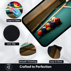 Snooker Table Inspired Floor Mat (3 mm Thick) | Billiards Ball Break Design Area Mat for Game Room, Man Cave & Sports-Themed Decor 01