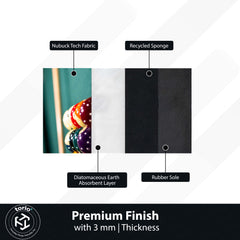 Snooker Table Inspired Floor Mat (3 mm Thick) | Billiards Ball Break Design Area Mat for Game Room, Man Cave & Sports-Themed Decor 01