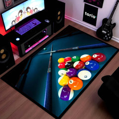 Snooker Table Inspired Floor Mat (3 mm Thick) | Billiards Ball Break Design Area Mat for Game Room, Man Cave & Sports-Themed Decor