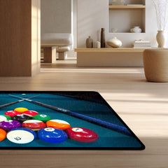 Snooker Table Inspired Floor Mat (3 mm Thick) | Billiards Ball Break Design Area Mat for Game Room, Man Cave & Sports-Themed Decor