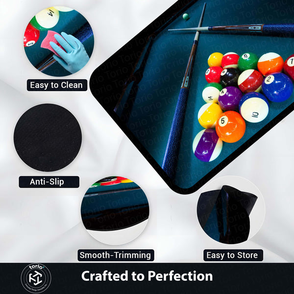 Snooker Table Inspired Floor Mat (3 mm Thick) | Billiards Ball Break Design Area Mat for Game Room, Man Cave & Sports-Themed Decor