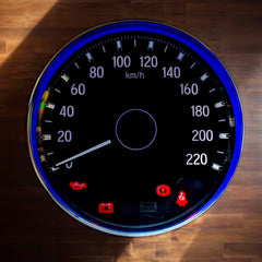 Speedometer Inspired Round Floor Mat (3 mm Thick) | Performance Dashboard km/h Design Decor for Garage, Gaming Room & Car Enthusiasts
