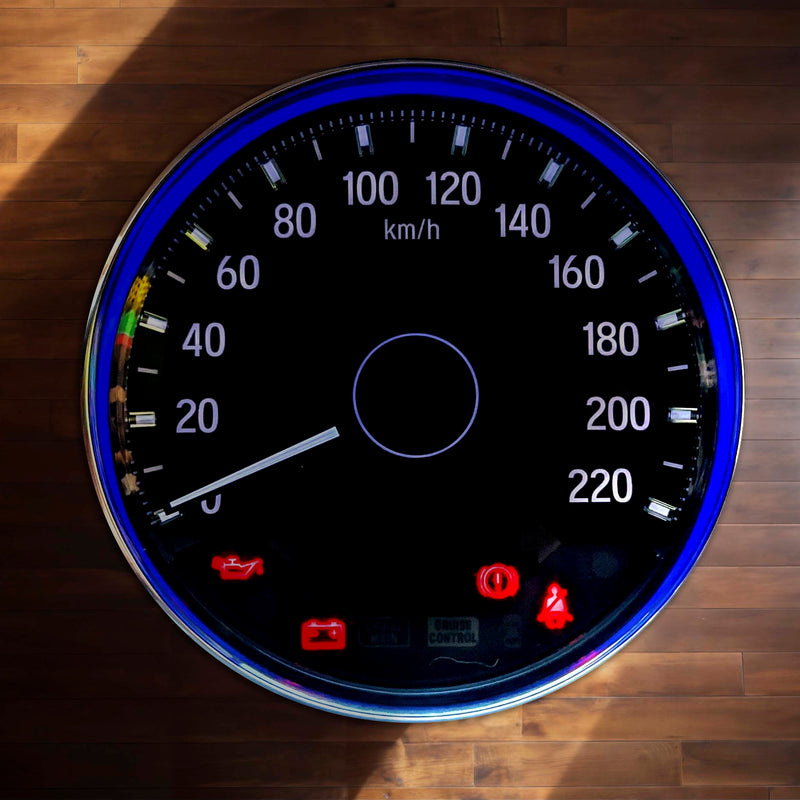 Speedometer Inspired Round Floor Mat (3 mm Thick) | Performance Dashboard km/h Design Decor for Garage, Gaming Room & Car Enthusiasts
