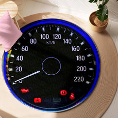Speedometer Inspired Round Floor Mat (3 mm Thick) | Performance Dashboard km/h Design Decor for Garage, Gaming Room & Car Enthusiasts