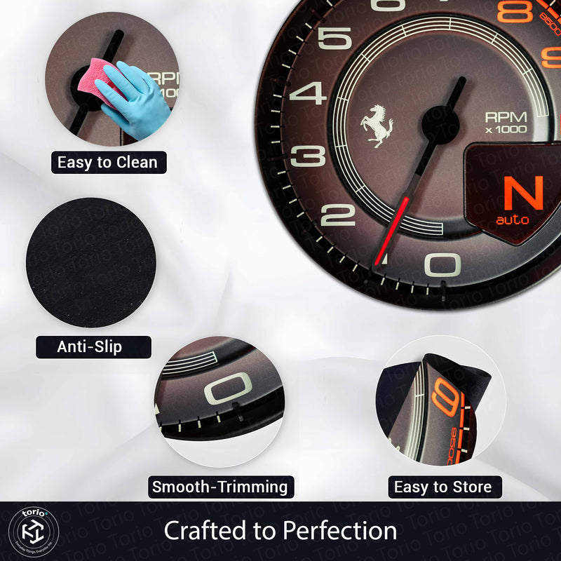Racing Tachometer RPM Round Floor Mat (3 mm Thick) | Performance Inspired Dial Design Decor for Garage, Gaming Room & Car Enthusiasts