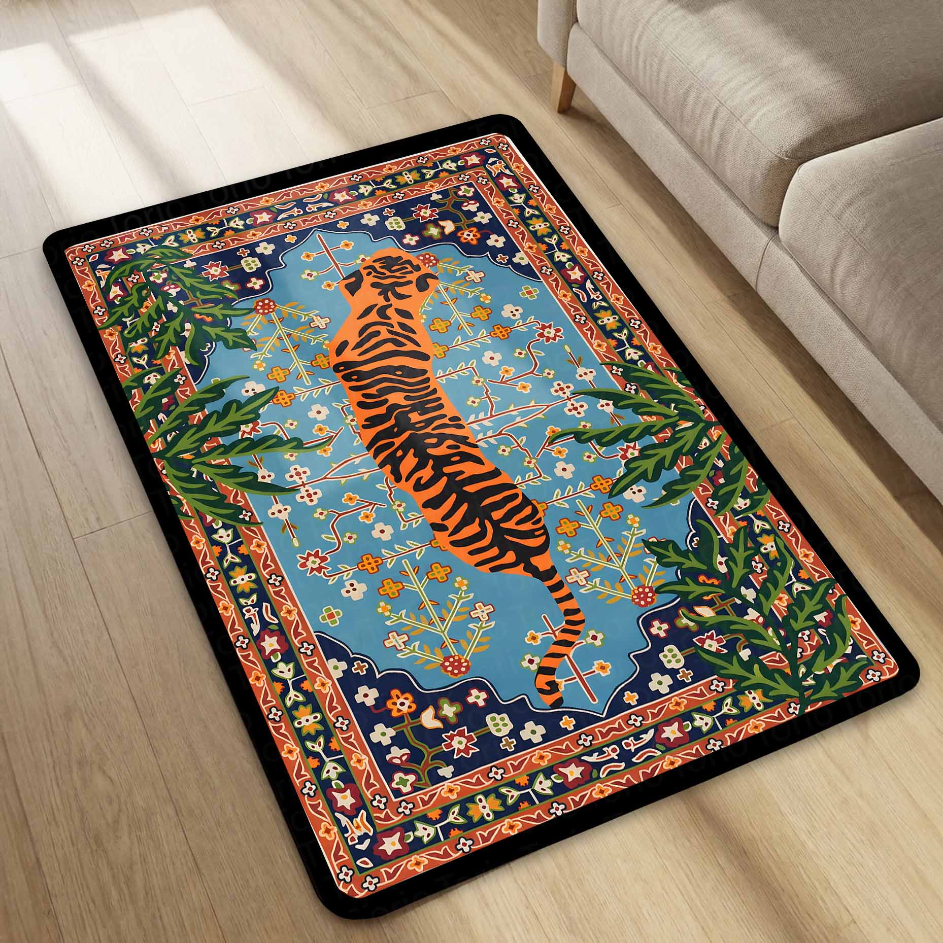 ラグ BRISTOL TIGER LARGE RUG MAT Royal Tiger Art Rubber Floor Mat (3 mm Thick) | Majestic Wildlife