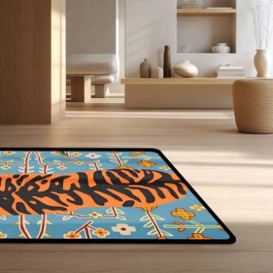 Royal Tiger Art Rubber Floor Mat (3 mm Thick) | Majestic Wildlife Inspired Rug for Living Room, Bedroom, Studio & Aesthetic Home Decor