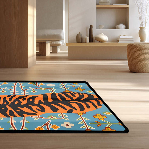 Royal Tiger Art Rubber Floor Mat (3 mm Thick) | Majestic Wildlife Inspired Rug for Living Room, Bedroom, Studio & Aesthetic Home Decor