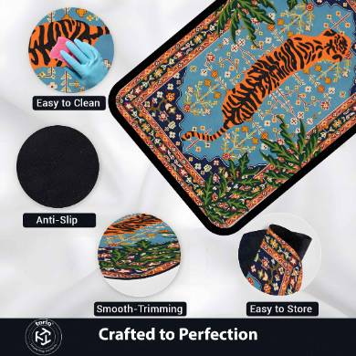 Royal Tiger Art Rubber Floor Mat (3 mm Thick) | Majestic Wildlife Inspired Rug for Living Room, Bedroom, Studio & Aesthetic Home Decor