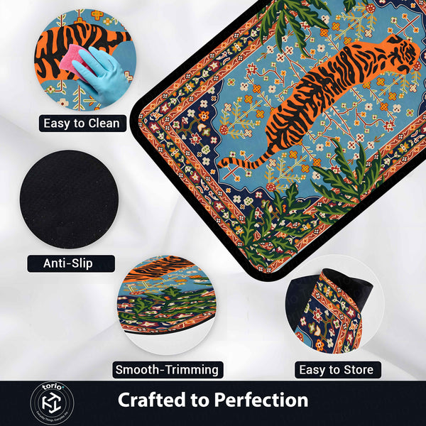 Royal Tiger Art Rubber Floor Mat (3 mm Thick) | Majestic Wildlife Inspired Rug for Living Room, Bedroom, Studio & Aesthetic Home Decor