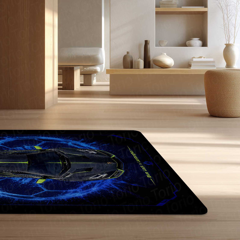 Predator Mode Lamborghini Area flat Rug | Blue Lock x Lamborghini Inspired Gaming flat Rug | Anti-Slip 3 mm Large Floor Mat for Bedroom, Gaming Room & Car Enthusiast Decor