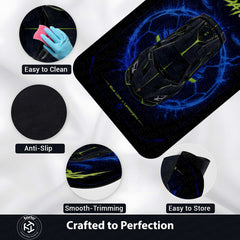 Predator Mode Lamborghini Area flat Rug | Blue Lock x Lamborghini Inspired Gaming flat Rug | Anti-Slip 3 mm Large Floor Mat for Bedroom, Gaming Room & Car Enthusiast Decor